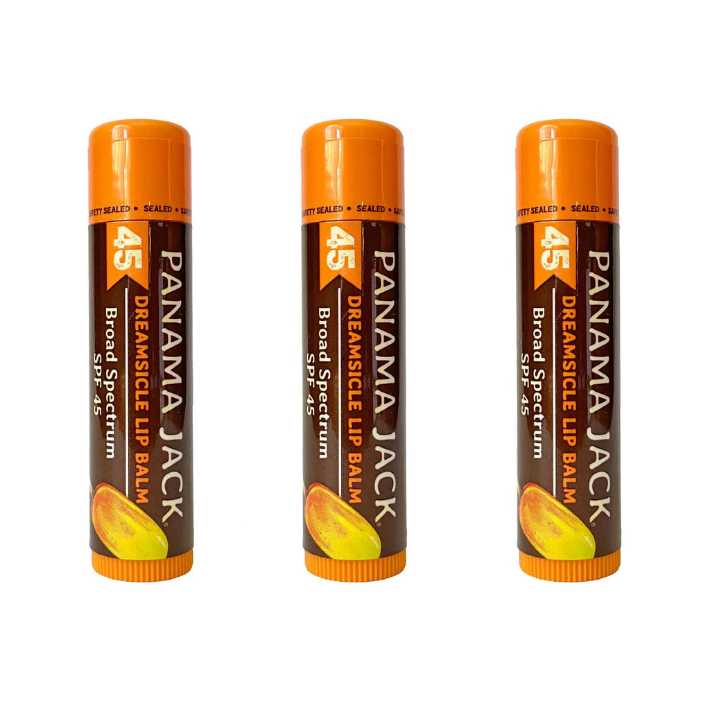 Panama Jack Sunscreen Lip Balm - SPF 45, Broad Spectrum UVA-UVB Sunscreen Protection, Prevents & Soothes Dry, Chapped Lips, Dreamsicle, Pack of 3