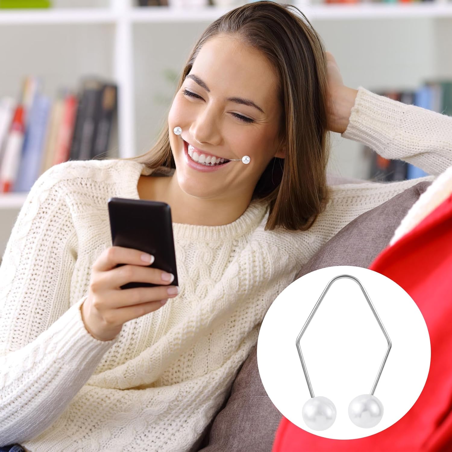 2PCS Natural Dimple Makers, White Facial Muscle Dimple Trainer Exerciser Lift Tools for Beautiful Smile