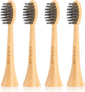 Bamboo Toothbrush Heads Compatible with Philips Sonicare, Soft Charcoal Infused Bristles, Whitening & Deep Cleaning