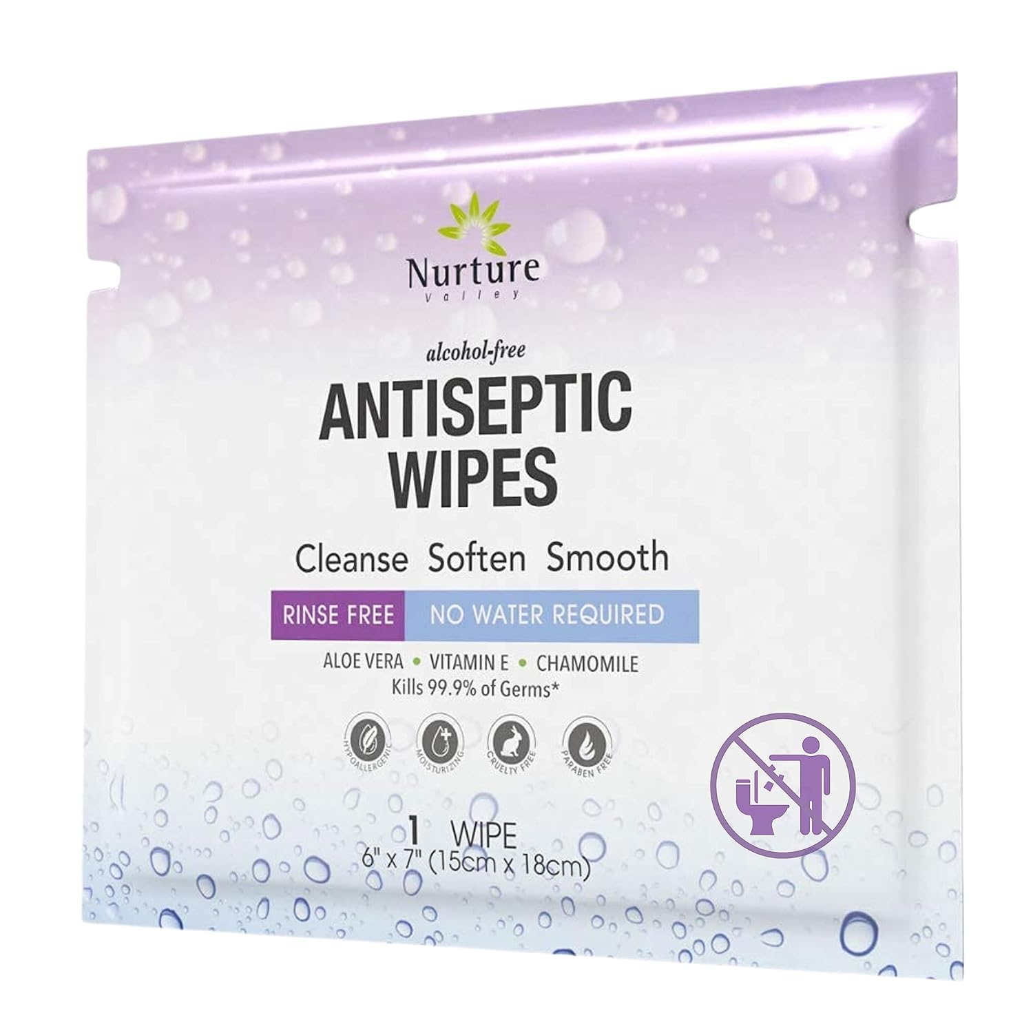 XL Individually Wrapped Nurture Antibacterial Body & Hand Wipes | Alcohol-Free Antiseptic Wet Disinfecting Towelettes for Germ Removal, Sanitizing Hands |Cleaning Cloths| Adults & Baby| Thick & Strong