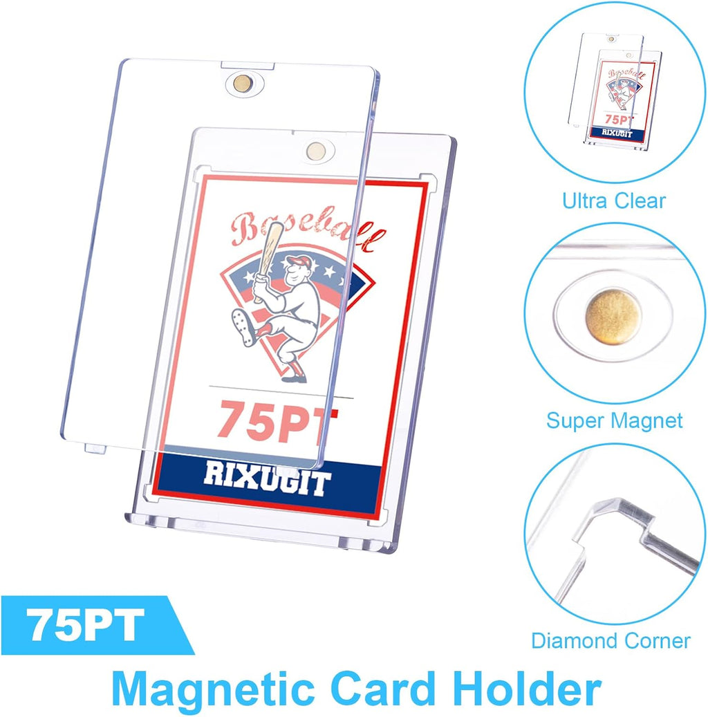 20-Pack One Touch Magnetic Card-Holder - 75pt Card Magnetic Case, Magnet Card Holder for Baseball, Football, Basketball, Hockey, Gaming Sports Cards, Trading Cards Collectibles Safe Storage