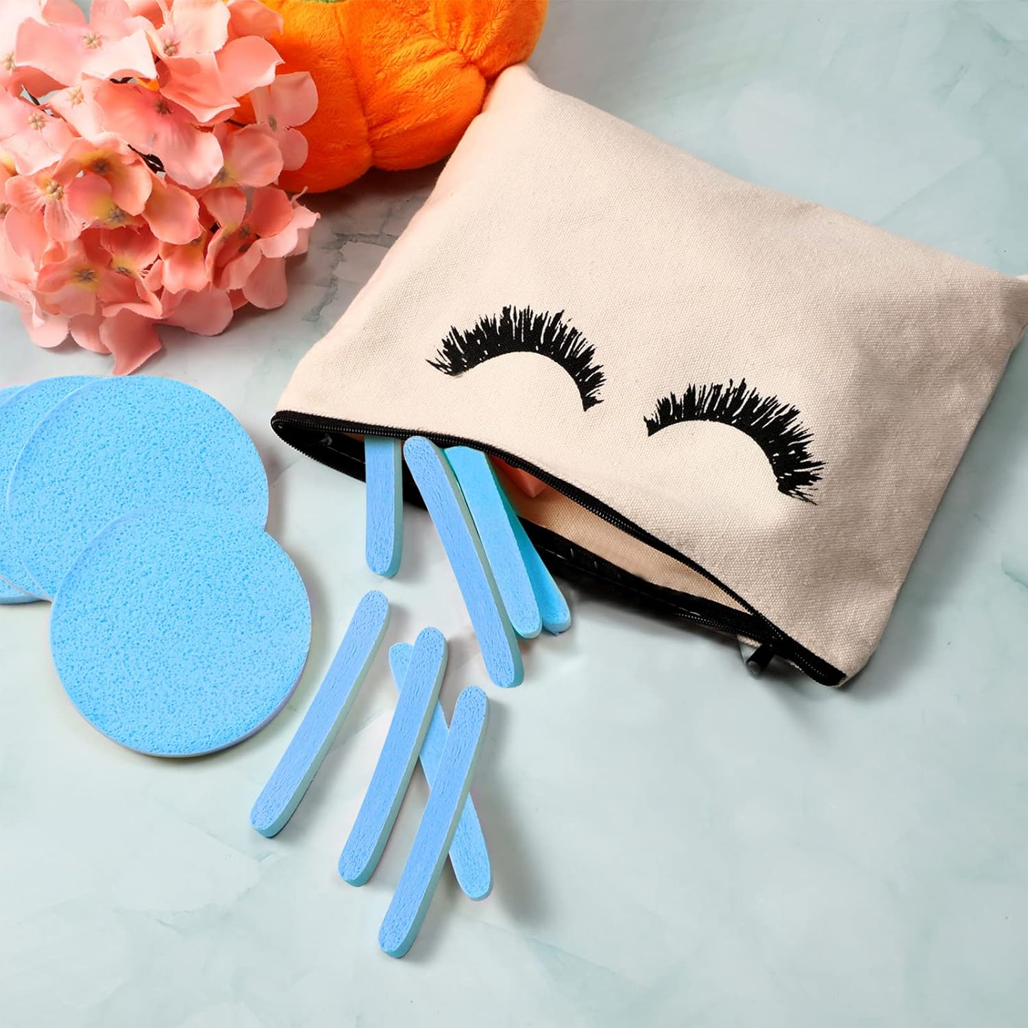 Patelai 120 Pieces Compressed Facial Sponge for Estheticians Face Makeup Removal Cleansing Sponge Pad Exfoliating Spa Wash Round Facial Cleansing Pads Supplies(Blue)