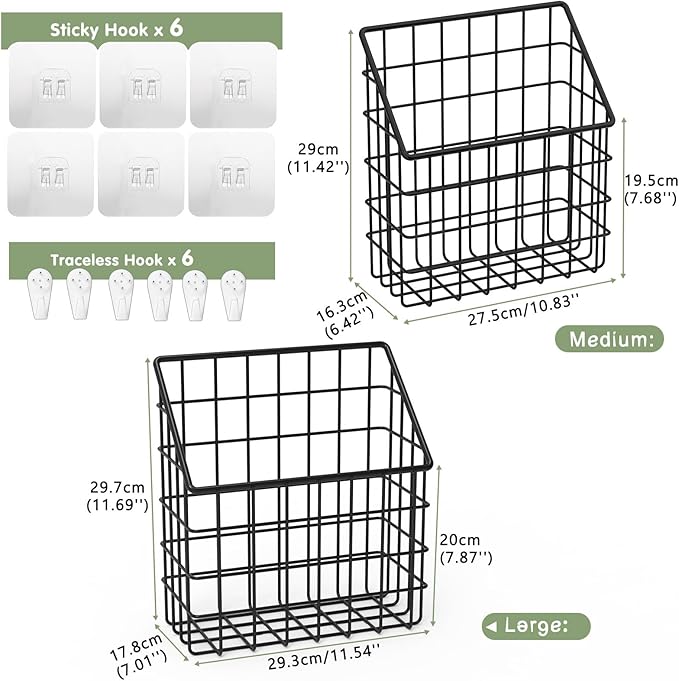 2 Pack Bath Toy Storage Organizer Basket, Large Metal Bathtub Toy Holder, Wall Mounted Hanging Shower Basket, Bath Toy Organizer For Bathtub for Easy Access and Sorting Toys/Clothes/Toiletries