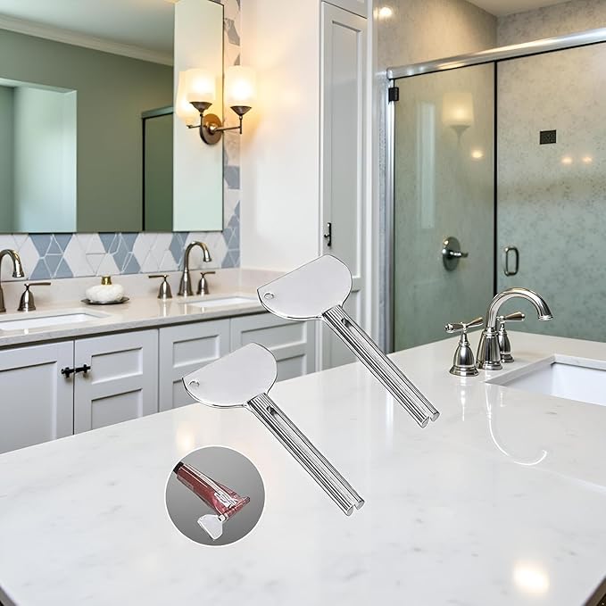 3Pcs Silver Stainless Steels Metal Tube Squeezer Keys Salon Toothpaste Tube Squeezers Toothpaste Roller,Rolling Toothpaste Squeezer,Bathroom Safety, Aids and Accessories