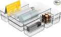 10 PCS Clear Plastic Drawer Organizer Set, 4 Sizes Acrylic Drawer Storage Trays Non Slip Storage Bins for Makeup, Jewelry, Gadgets for Kitchen, Bedroom, Bathroom, Office