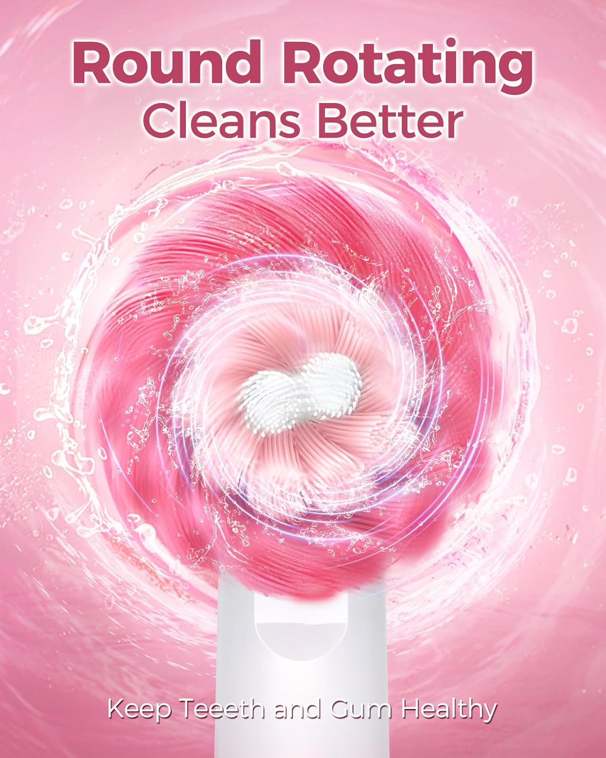 TEETHEORY Rotating Electric Toothbrush for Adults with 8 Brush Heads, Deep Clean Rechargeable Electric Toothbrush with 4 Modes and 2 Min Smart Timer, Last 30 Days and IPX7 Waterproof Pink