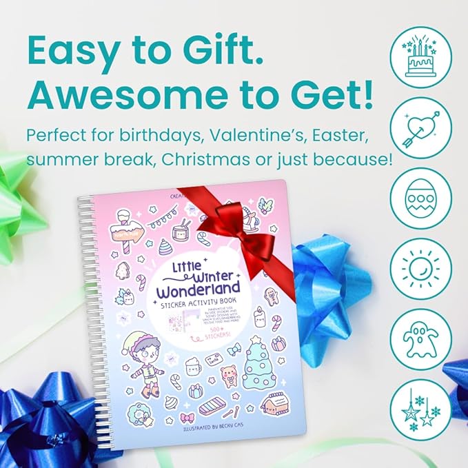 Cupkin Animal Sticker Book Activity for Kids, Toddler Airplane Travel Essentials, 500+ Habitat Stickers for Kids + 12 Scenes + 12 Coloring Book Pages, Animal Lover Gift, Childrens Crafts for Ages 2-8