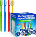 144 Prepasted Disposable Toothbrushes | Pre-Pasted Soft Bristle Tooth Brush for Dental Care & Oral Hygiene | Individually Wrapped Toothbrush Pack Airbnb Gifts | No Water Needed, Paste Made in USA.