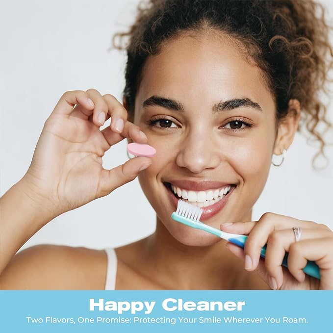 Happy Cleaner Toothpaste Tablets – Watermelon Mint Flavor, Fluoride-Free Chewable Toothpaste, Nano Hydroxyapatite, Travel-Friendly & Eco-Conscious, 30 Tablets