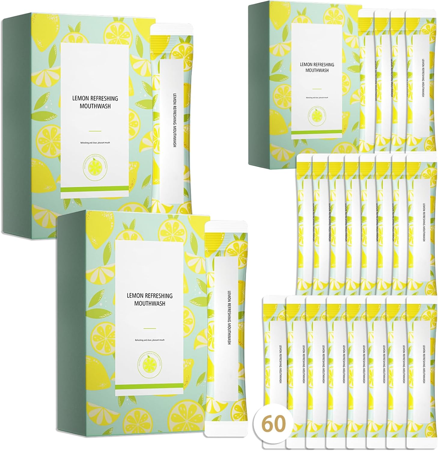 Travel Size Mouthwash,Mini Mouthwash Travel Size Bulk Portable Mouth Wash Set,Individual Small Travel Mouth Wash Packets for Fresh Breath(Pack of 60) A14