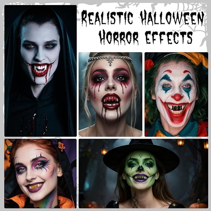 Professional Halloween Green Tooth Paint, Temporary Green Color Tooth Paint，Safe Long Lasting SFX Teeth Paint, Perfect for Cosplay, Halloween Makeup, Theater, Costume Party