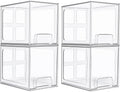 Vtopmart 4 Pack Stackable Storage Drawers, 6.6''Tall Acrylic Bathroom Makeup Organizers,Clear Plastic Drawers For Vanity, Undersink, Kitchen Cabinet,Pantry Organization and Storage