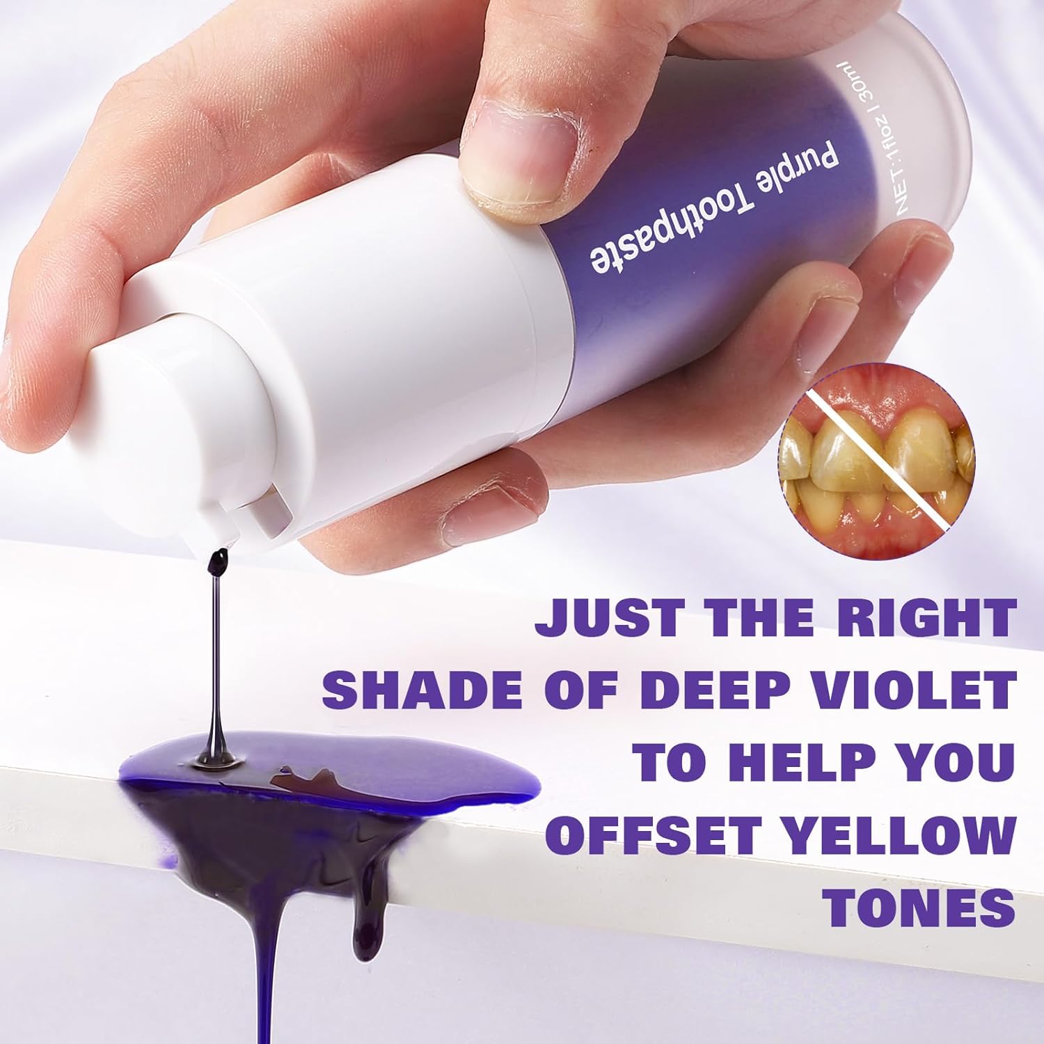 Purple Toothpaste for Teeth Whitening, Teeth Whitening Toothpaste, Tooth Stain Removal, Tooth Stain Removal Colour Corrector - 1 Fl Oz (Pack of 2)