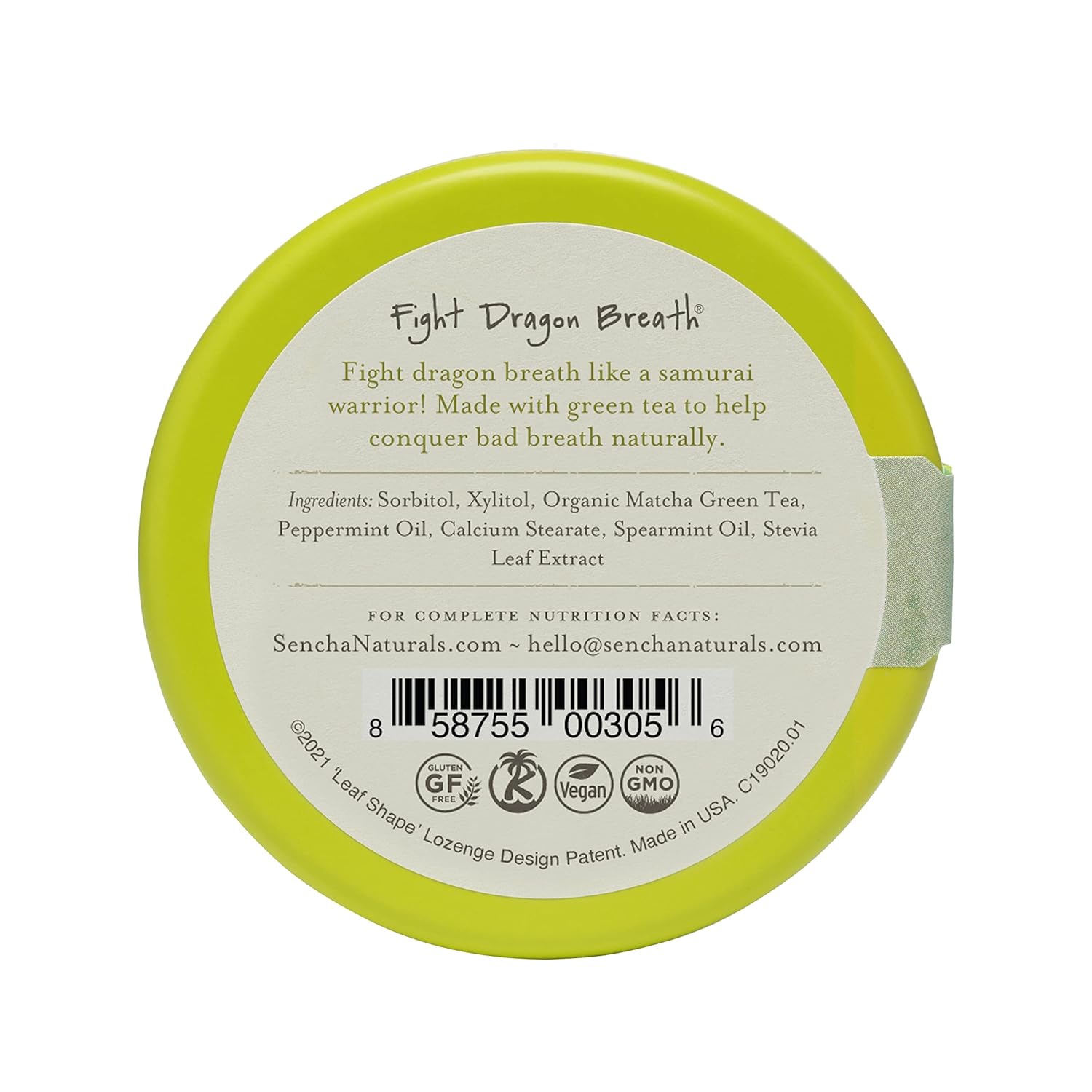 SEN CHA Naturals Green Tea Mints, Sugar-Free Breath Mints, Made With Organic Japanese Matcha Green Tea, Gluten-Free, Sugar-Free, Vegan & Keto-Friendly, Moroccan Mint, 1.2oz (1 Pack)