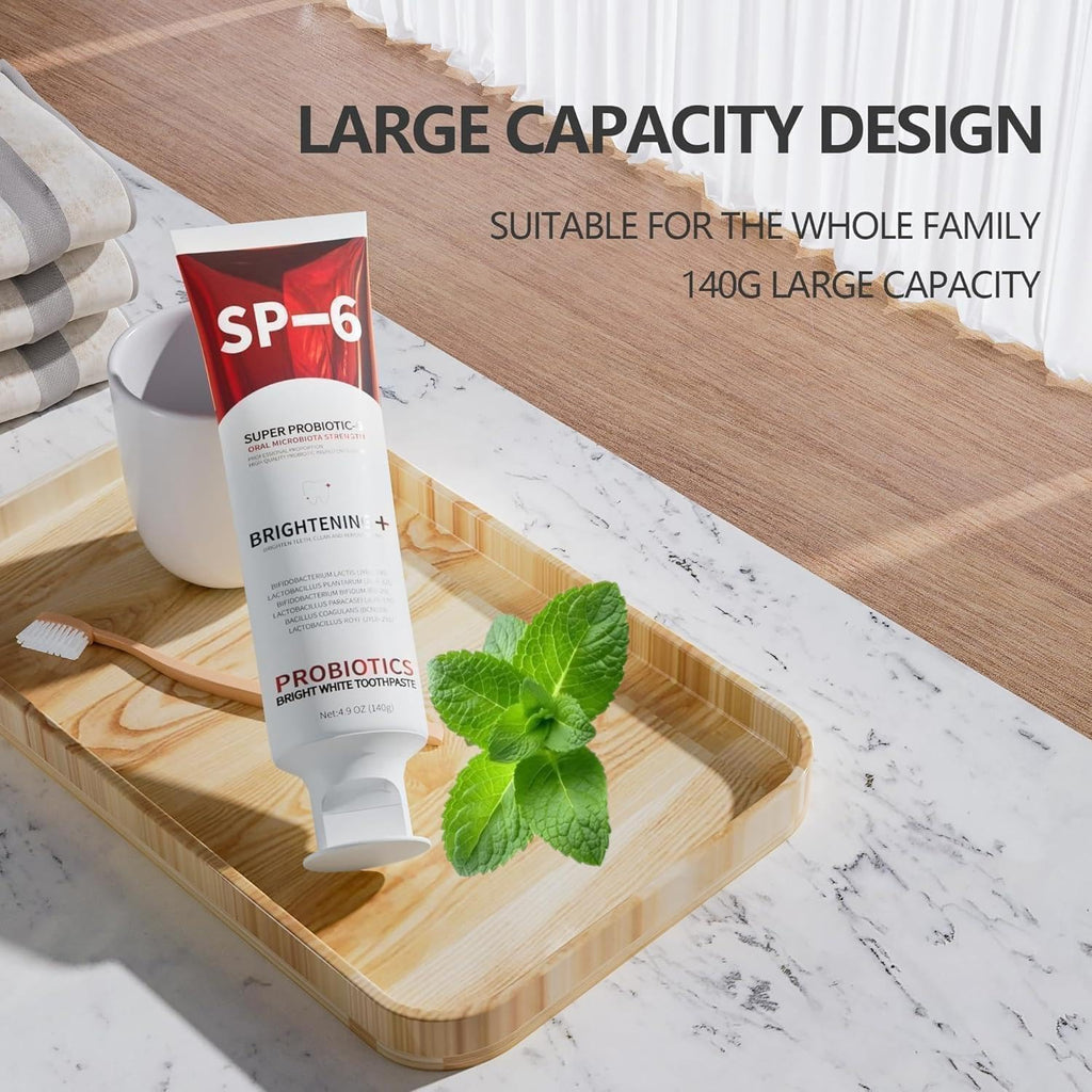 Sp-6 Probiotics Whitening Toothpaste, Sp-6 Ultra Whitening Toothpaste, Enhanced Formula with Enamel-Safe, Fluoride-Free, Fresh Breath Mint Flavor for Oral Health (2)