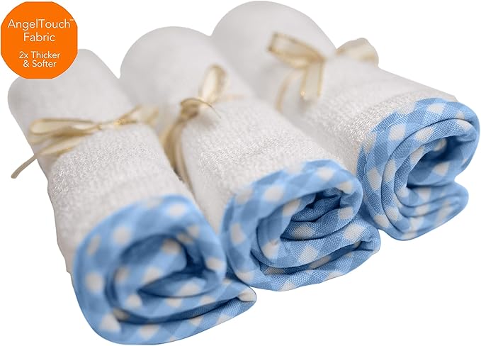 Channing & Yates - Premium Baby Washcloths - (6-Pack) Viscose Made from Bamboo Organic Baby Wash Cloths - Thick & Soft - Great for Eczema - Adult Face Washcloths (Blue on White)