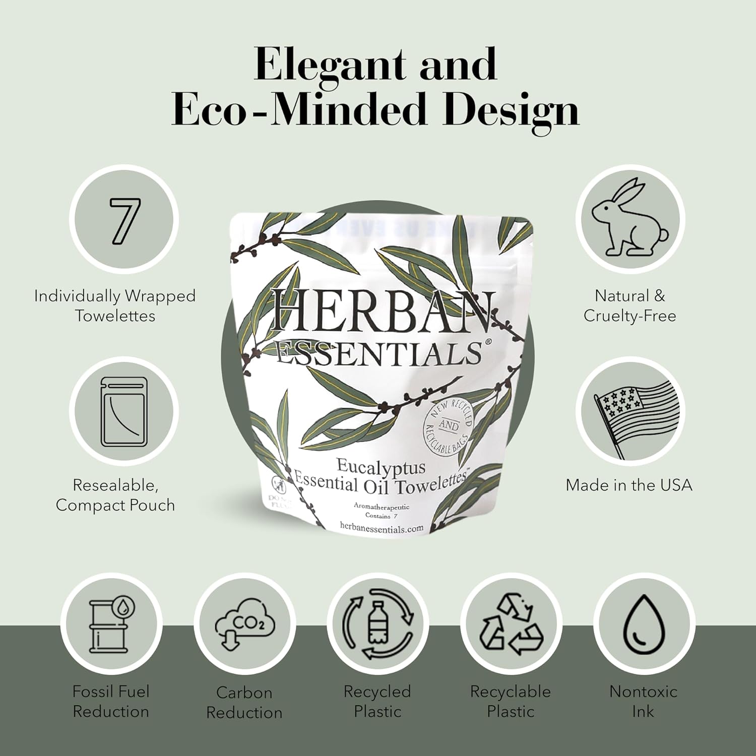 Herban Essentials - Eucalyptus Wipes & Towelettes - Essential Oil Wipes for Hands & Body - Travel Size Essentials and Toiletries - Natural, Individually Wrapped, Disposable & Moist Refresh (7 count)