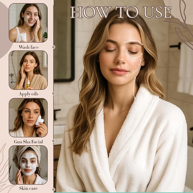 Nuanchu Stainless Steel Gua Sha Facial Tools Metal Guasha Tool for Face Body Jawline Shaper, Double Chin Reducer, Puffiness Reducing, Lymphatic Drainage Massager Skin Care Gift with Pouch(Silver)