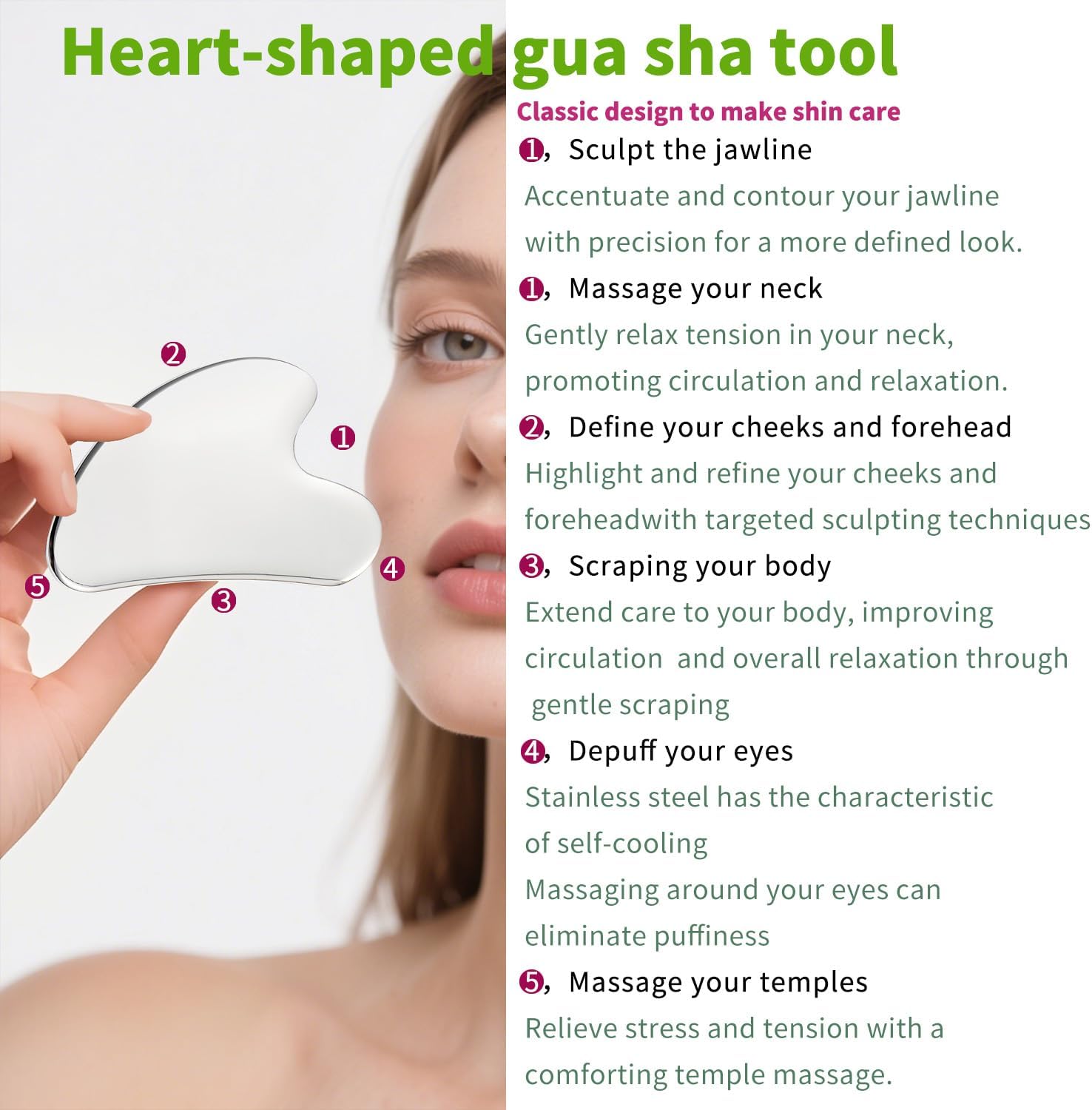 Annarose Face Roller Massager Skin & Gua Sha Facial Tools Stainless Steel, Facial Massage Skin Carefor Face Neck Body, Reduce Puffiness Remove Wrinkles, Valentines Gift for Women