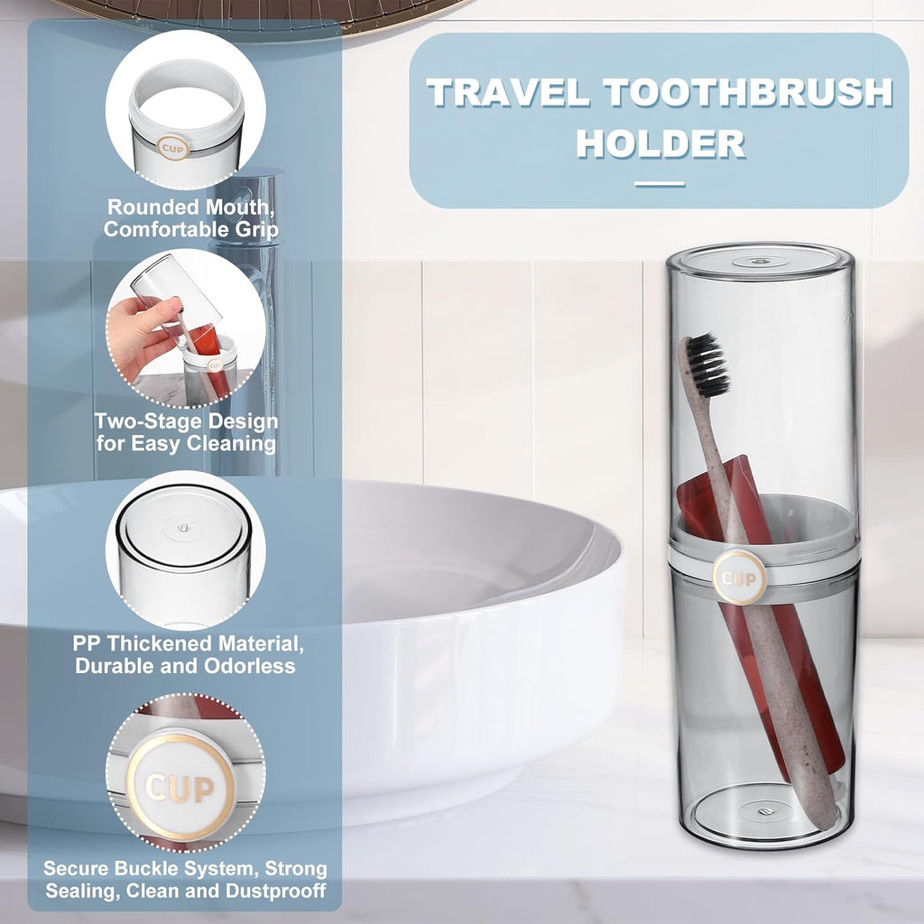 uxcell 1Pcs Travel Toothbrush Case, Portable Travel Toothbrush Holder with Cover, Toothbrush and Toothpaste Container for Bathroom, Gym,Business Trip, Camping (Black)