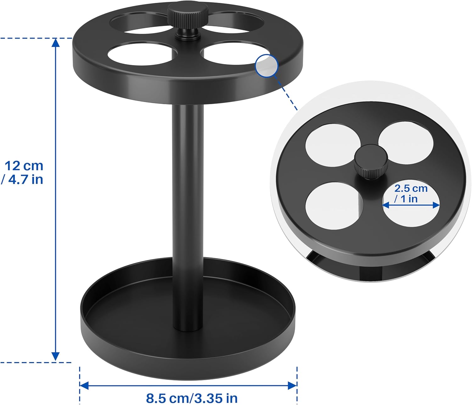 Black Stainless Toothbrush Holder Stand: Rustproof Bathroom Countertop Organizer, 4 Ventilated Slots Hold Manual Toothbrushes, Razor