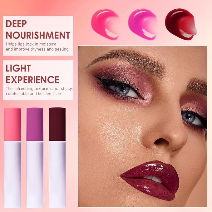 Lips Staining Lip Oil, Lips Staining Long-Lasting Waterproof Moisturizing Lip Oil, Dynamic Finish that Goes on Glossy and Leaves a Stain, Non-Sticky Lip Glow Makeup (Guava)