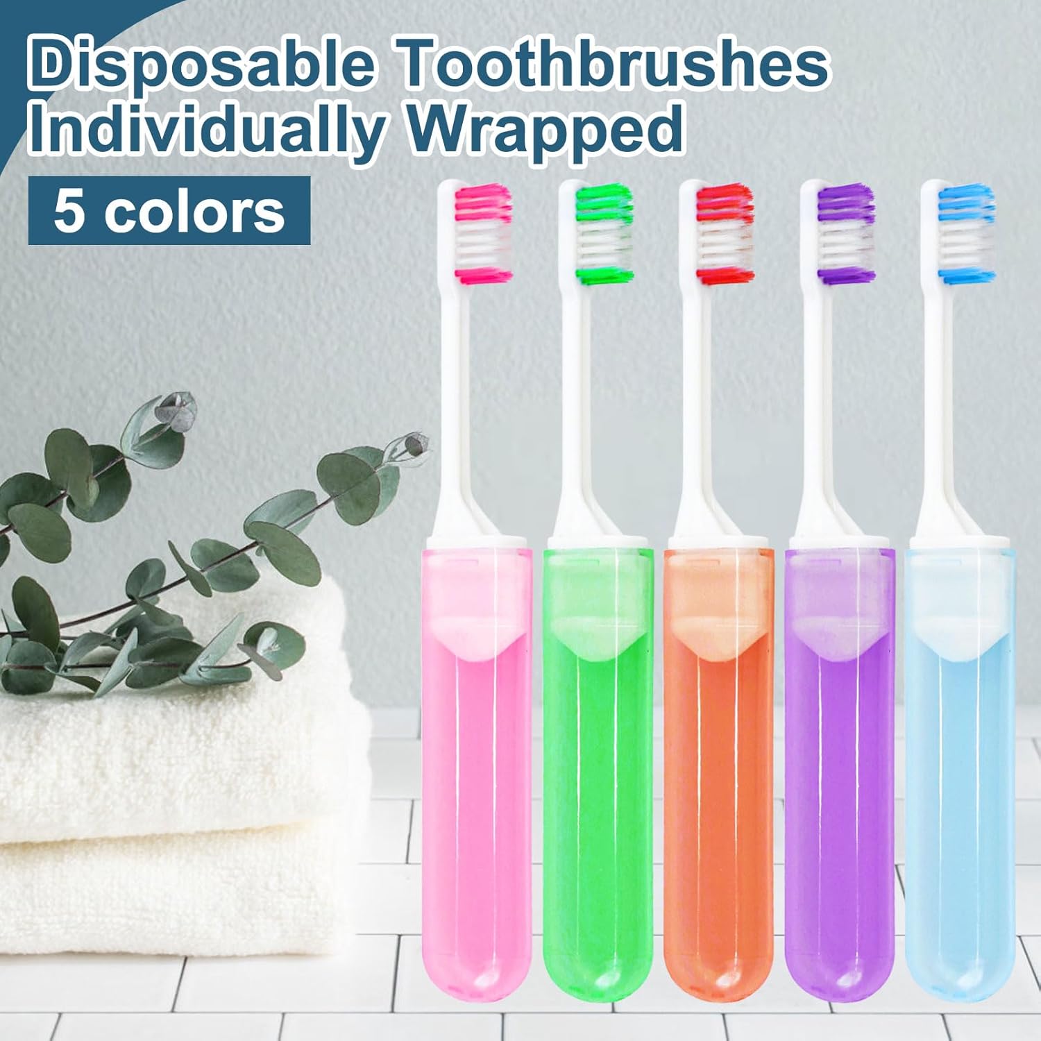 Travel Size Toothbrush Bulk Disposable Toothbrushes Individually Wrapped ,Mini Toothbrush With Toothbrush Cover Folding Toothbrushes Camping Toothbrush for Camping,Hiking,Traveling,School (10)
