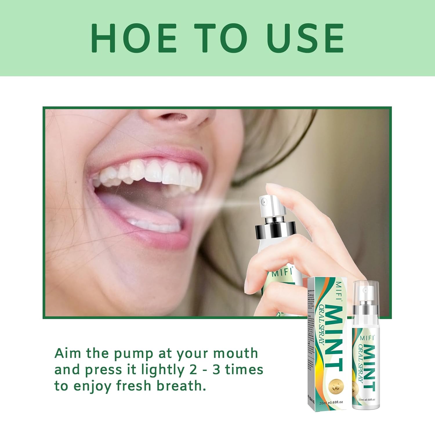 Oral Spray for Adult - Sugar-Free, Breath Freshener Spray, Dry Mouth Spray, Fights Bad Breath, Compact and Portable (Mint Flavor*2Pack)