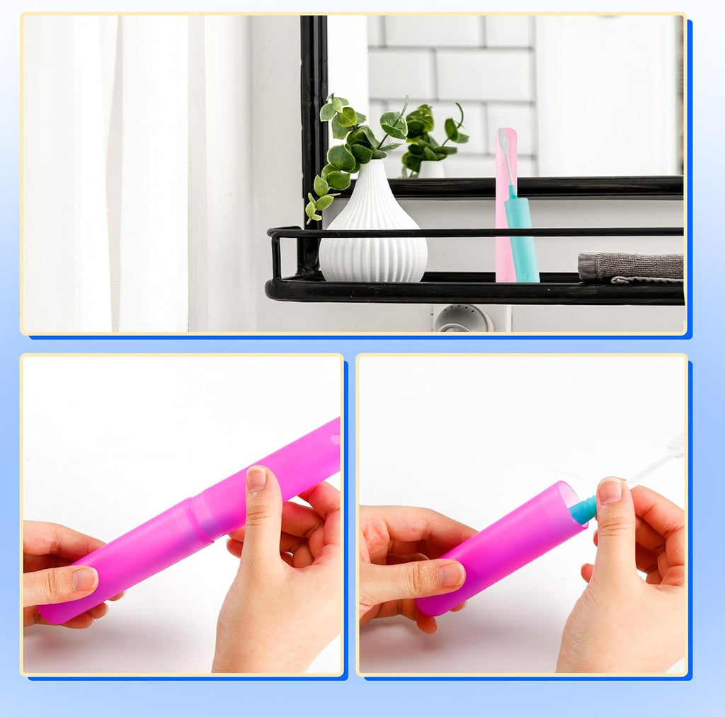 24 PCS Toothbrush Case Set,Travel Toothbrush Case,Plastic Portable Toothbrush Holder,Dust-proof Toothbrush Box Storage,Toothbrushes Carrier for Traveling,Bathroom,School,Home, Camping,6 Colors