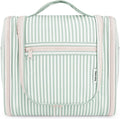 Narwey Striped Hanging Travel Toiletry Bag for Women, Travel Bag for Toiletries, Makeup Bag Organizer Cosmetic Bags Make Up Bags for Women (Mint Green Stripe)