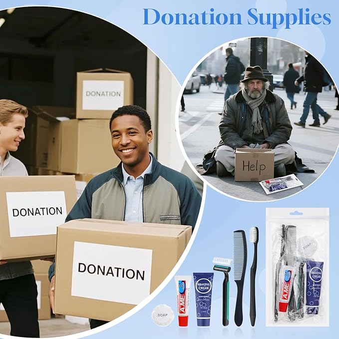 Disposable Toiletry Kits, 6 In 1 Bulk Travel Size Hygiene Care Packages,Essential Men Women Individually Wrapped Personal Toiletries Set for Hotel, Charity/Guests/Shelter/Homeless (5 Pack)