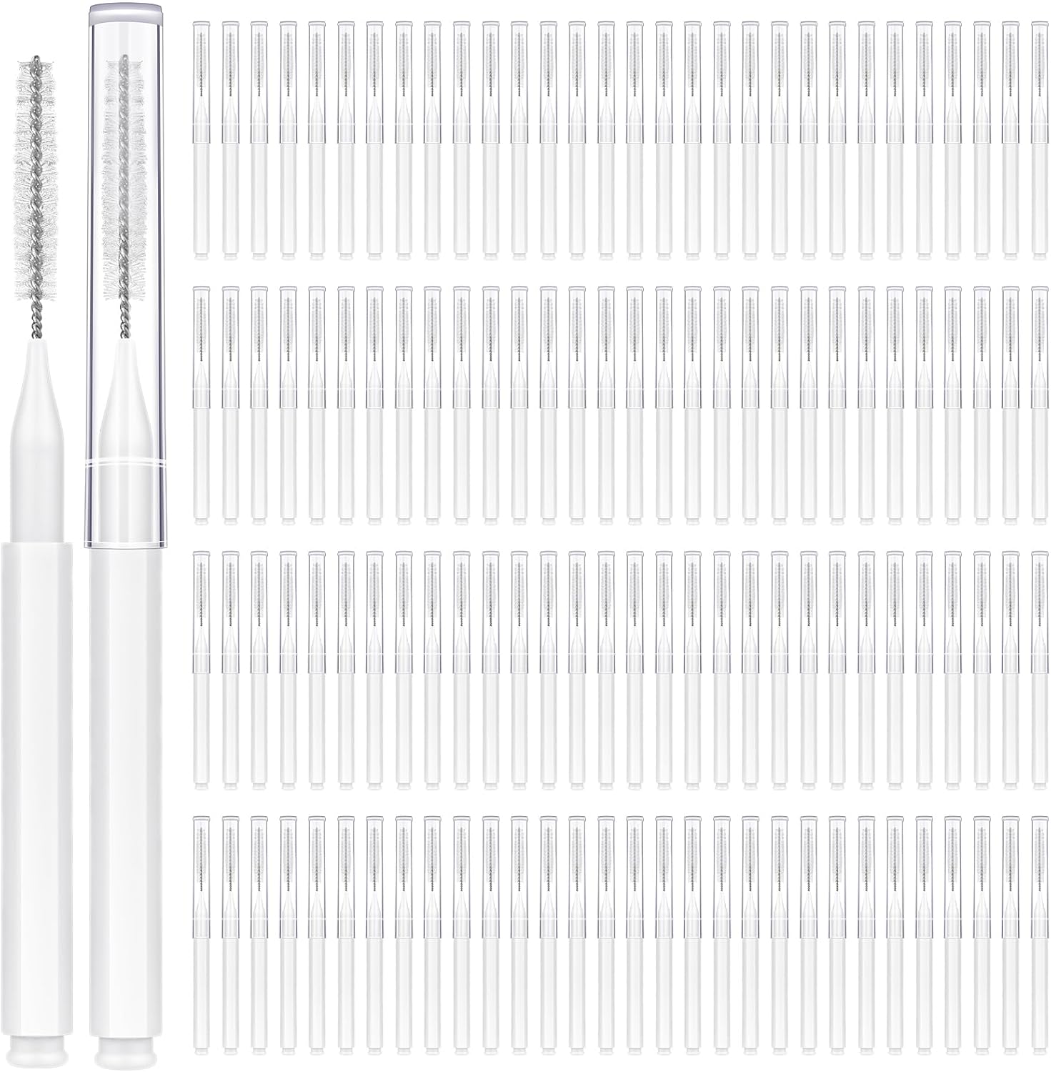 120 Pieces Interdental Brushes, Braces Brush Cleaner Orthodontic Flossers Toothpicks Floss Picks for Braces Kit for Teeth Cleaning Tools Spiral Dental Brush Head for Efficient Oral Care White