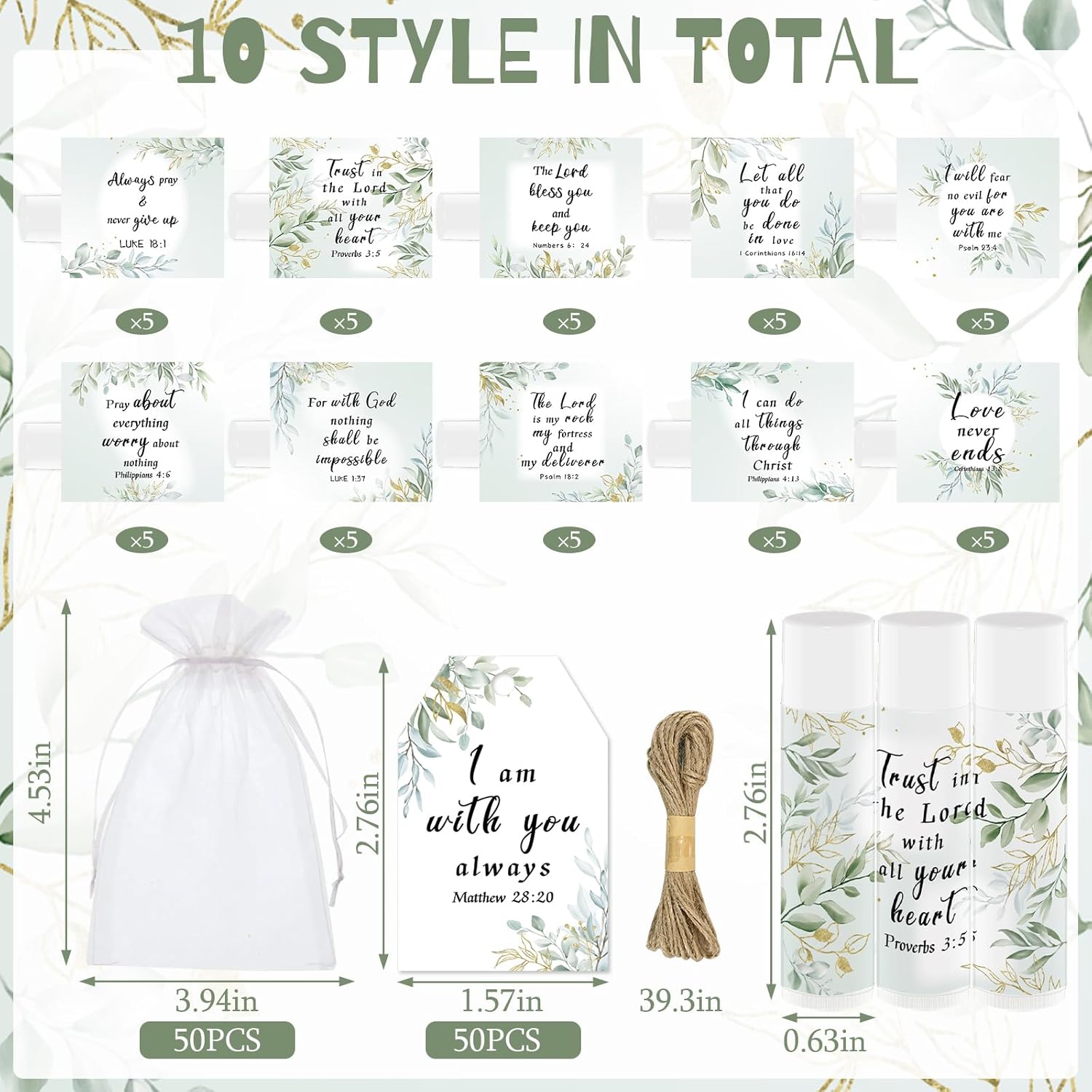 50 Pcs Bible Verse Lip Balm Bulk Christian Gifts for Women Faith Religious Inspirational Party Favors Catholic Group Thanksgiving, Christmas Gifts Moisturizing Lip Care for Friend Teacher Worker