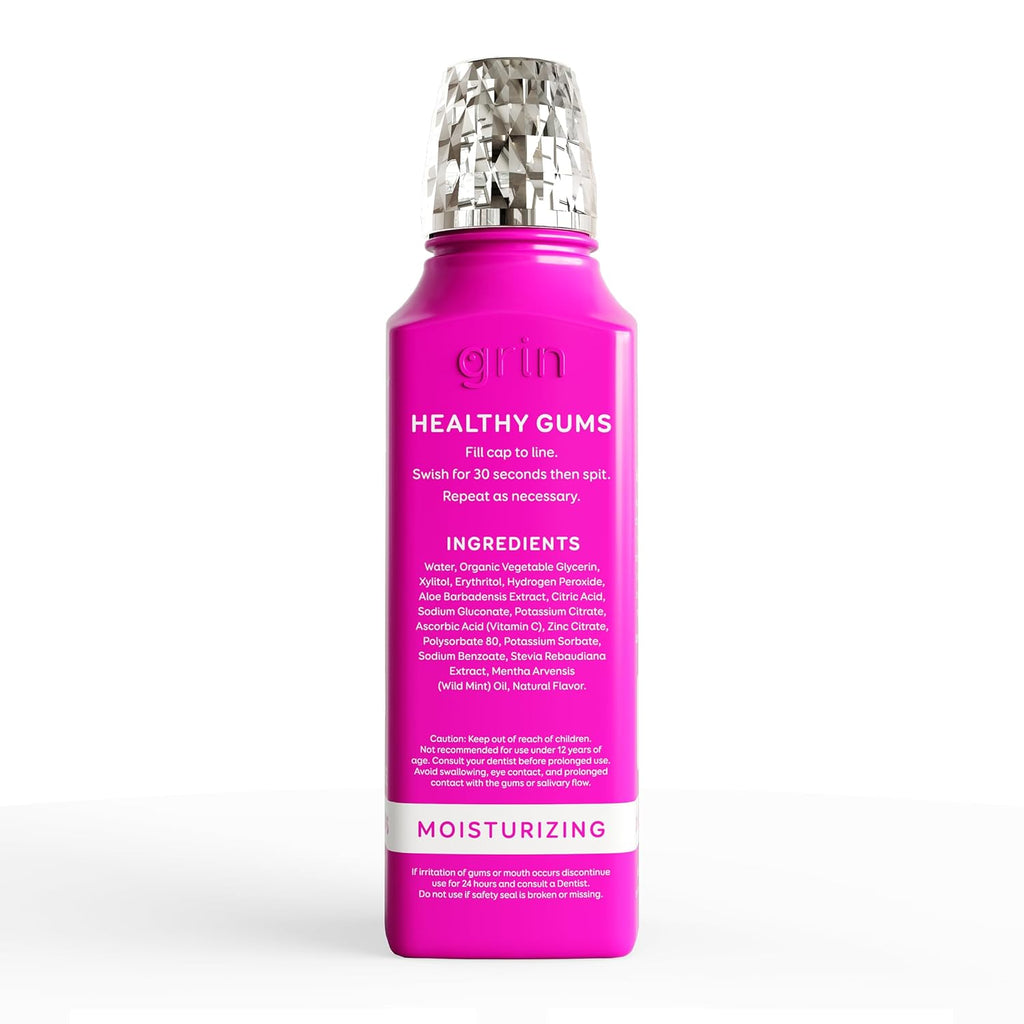 Grin Healthy Gums Oral Rinse, 16 Fl Oz, Fresh Breath Mouthwash, Smooth Mint Flavored, Alcohol-Free