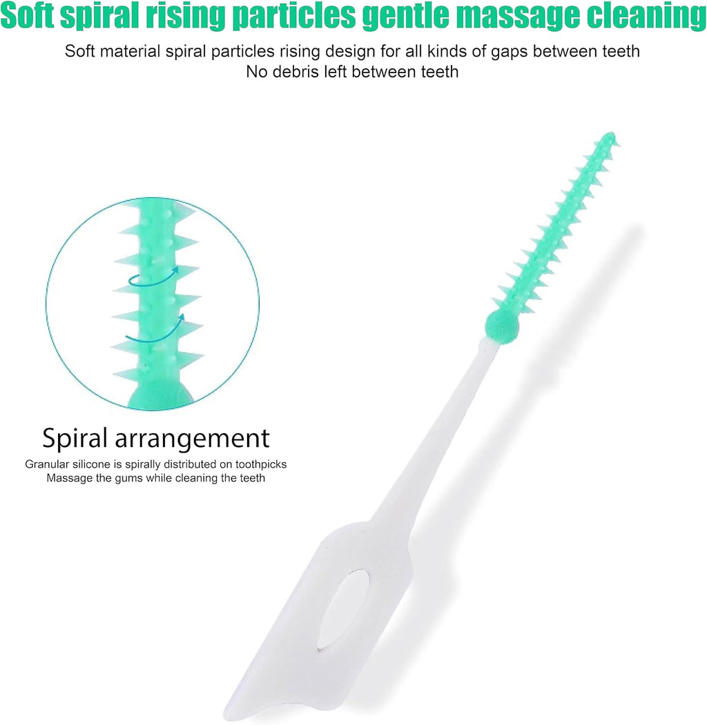 Ndzefan160PCS Portable Soft Silica Gel Toothpick Dental Floss Picks Soft Original Suitable for Oral Care of Adults and Childrens,Toothpick Brushes Teeth Cleaning Tool (Green)