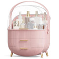 Makeup Organizers, Make Up Organizer for Vanity, Countertop Cosmetic Storage with Drawers and Transparent Cover for Bedroom Bathroom, Pink
