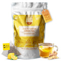 Tealeaf & Co. Lemon Ginger Green Tea with Ginger, Lemon Flavor, Orange Peel, Mint & Black Pepper - Organic Green Tea Bags with Fresh Herbs and Spices - Vegan - 100 Teabags (7.055oz/200gm)