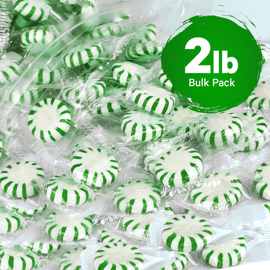 Starlight Spearmint Individually Wrapped Candy, 2 Pound Bulk Pack, Sweets for On the Go Refreshment, Starlight Mints Bulk Candy.