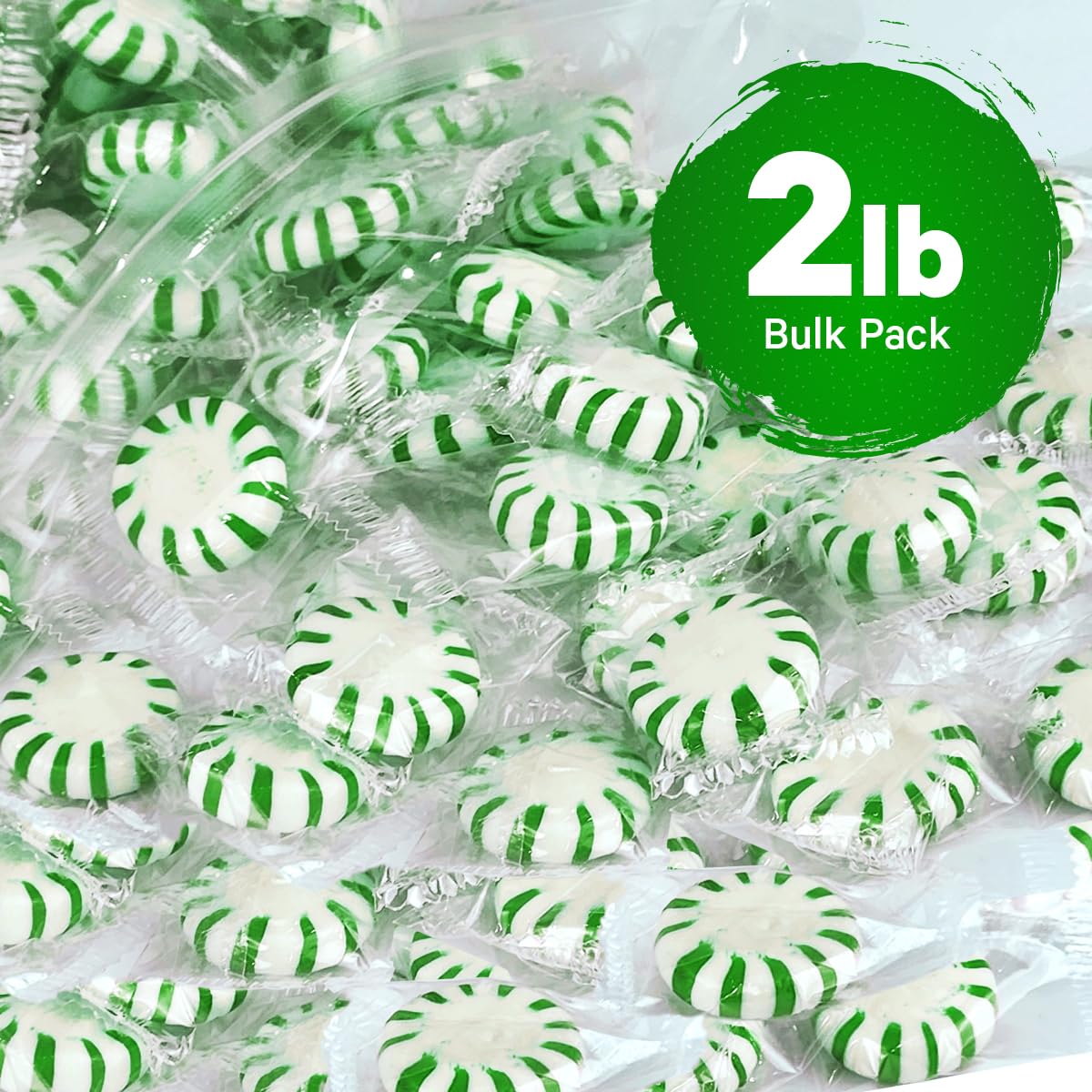 Starlight Spearmint Individually Wrapped Candy, 2 Pound Bulk Pack, Sweets for On the Go Refreshment, Starlight Mints Bulk Candy.