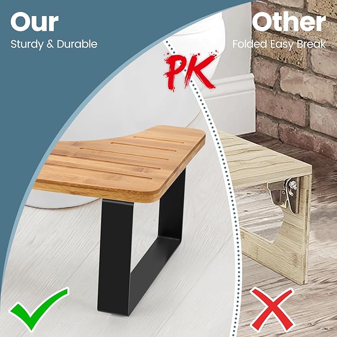 Bathroom Stool,Bamboo Toilet for Bathroom,Toilet Stools,Potty for Pooping,Poop Stool,Toilet Step Toddler,Portable Squatting Pan with Dual Anti Slip Design,Stain,Scratch,CrackProof(Brown)