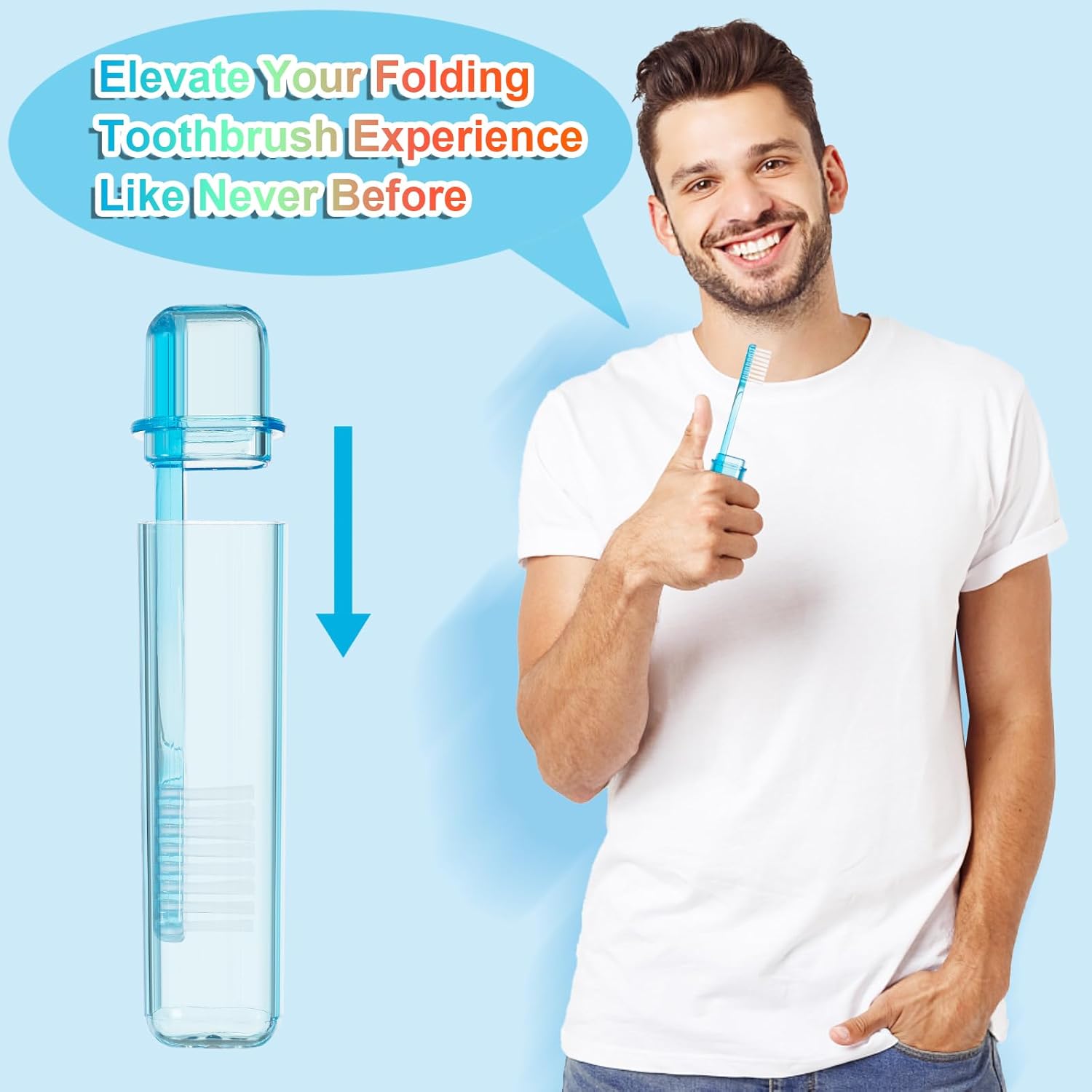 Travel Toothbrush - Folding Toothbrush, Transparent Foldable Handle, Soft Toothbrushes for Adults, Multicolor Pack of 5