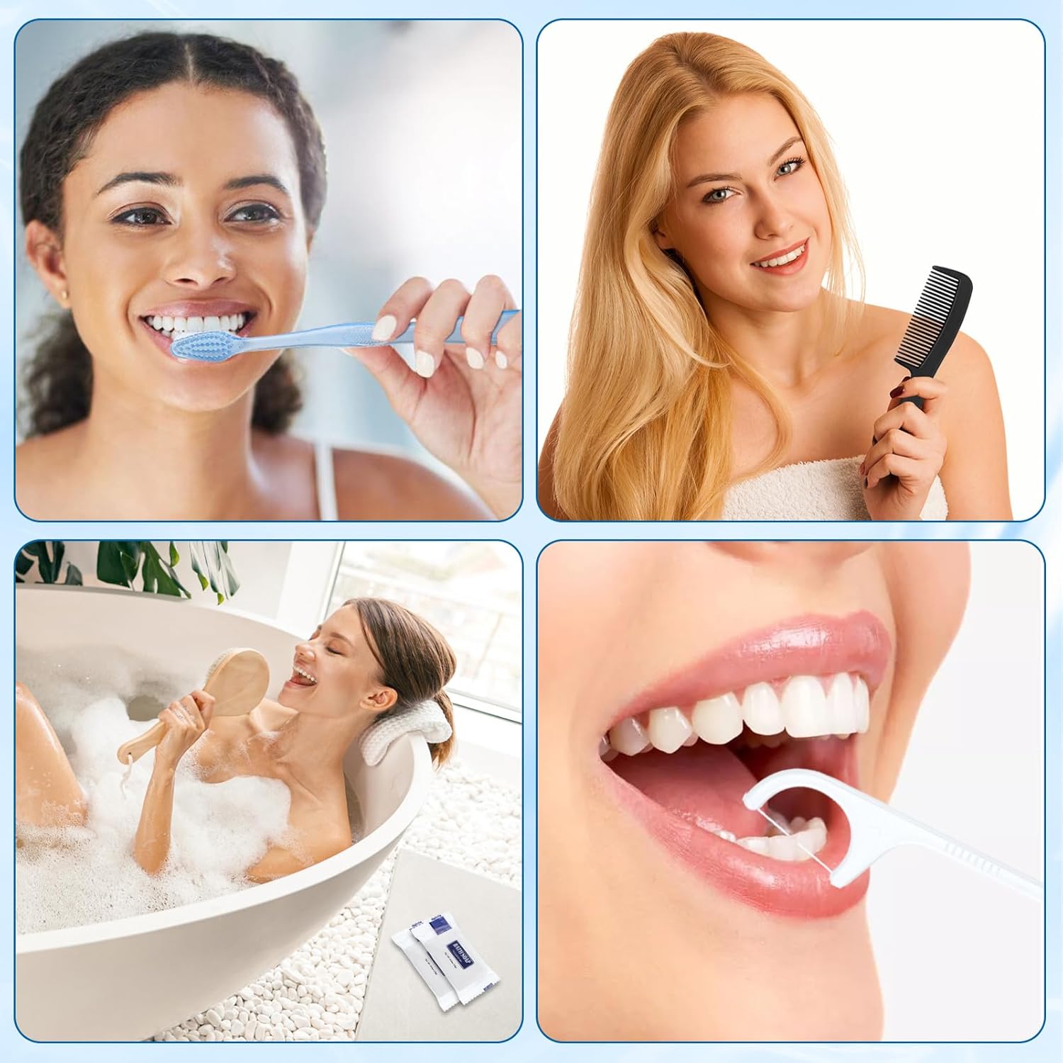 10 Sets Personal Hygiene Kit Bulk, Disposable Toothbrushes with Toothpaste Floss Comb Soap and Cover, Toiletry Kits Homeless Supplies Bulk for Women,Men,Travel,Homeless