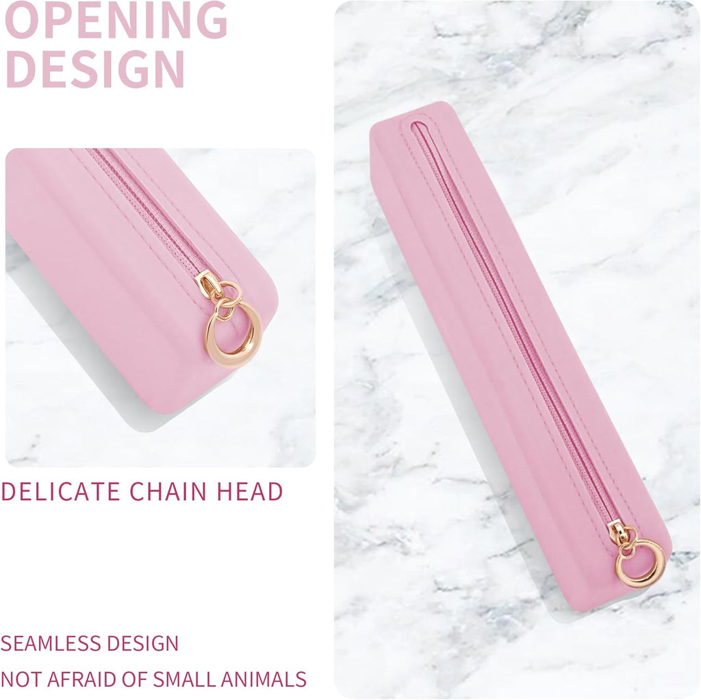 Nuomeisi Silicone Make up Brush Bag, Cosmetic Brush Holder, Large Capacity Makeup Container Built-in Zipper, Soft Portable Cosmetic Face Brushes Box Organize for Travel, Home, Office (Pink)