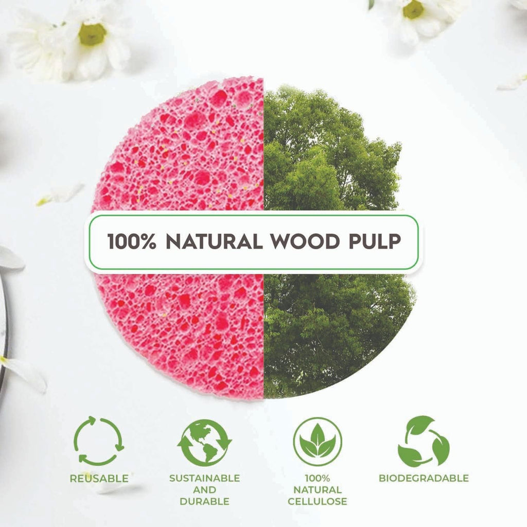 100-Count Compressed Facial Sponges, 100% Natural Cosmetic Spa Sponges for Facial Cleansing, Exfoliating Mask Pink Round