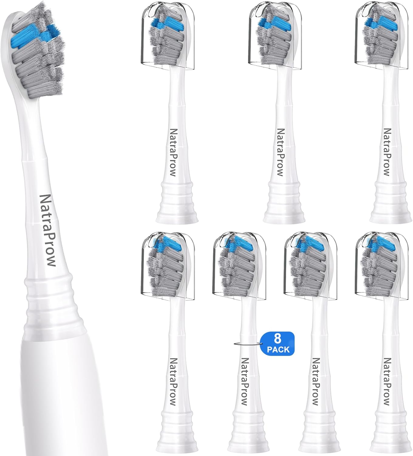 Replacement Brush Heads Compatible with Philips Sonicare Electric Toothbrush, Charcoal/Blue 8 Count Refills