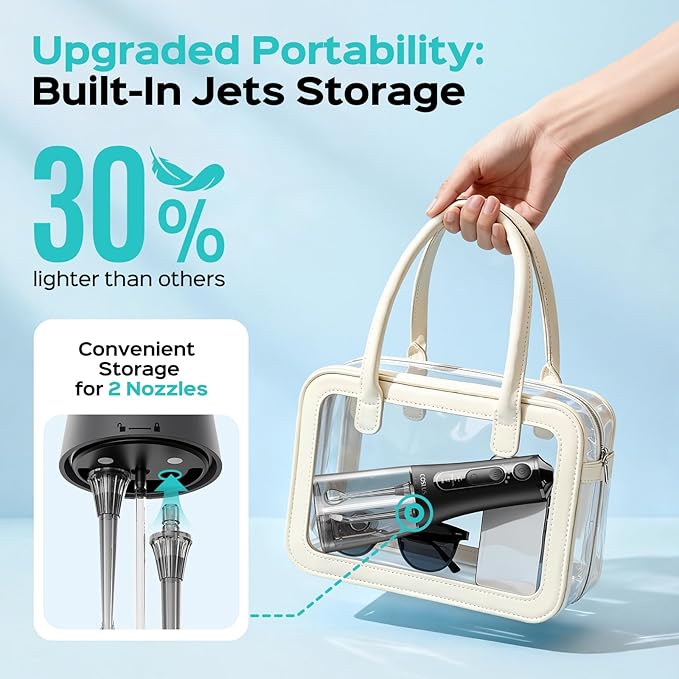 COSLUS Portable Water Flosser for Teeth: 3 Modes & 6 Pressure Settings with Jet Mode Water Dental Pick for Orthodontic, Braces, Sensitive Gums, Compact for Travel, 300ML for Multiple Users, Black C51