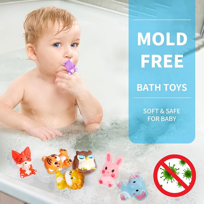 Oriate Zoo Animals Finger Puppets, 10PCS Infant Jungle Animals Finger Bath Pool Toys, Puppet Theater Storage Bags incl, 12m+ Toddler Travel Toys