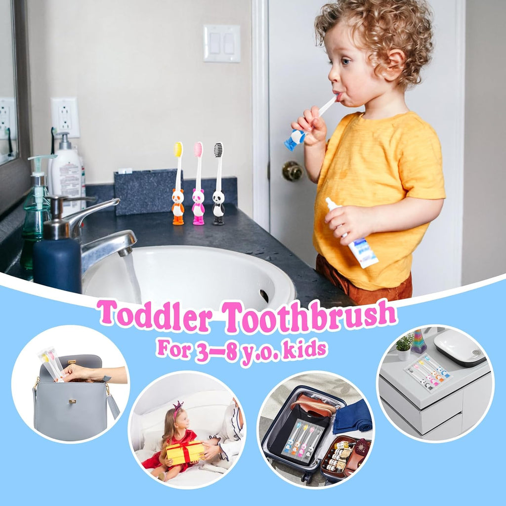 Disposable Toddler Toothbrush Kids Bulk Pack of 40,Suction Cup Bulk Children Toothbrushes for Kid Age 2+ Individually Wrapped Animal Toothbrush for Boys,Girls,for Home,School,Camp,Daycare,Travel