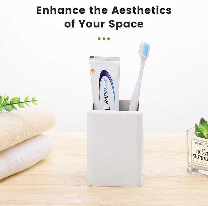 Luxspire Toothbrush Holders, Fast Drying Toothbrush Holders for Bathroom, Diatomite Toothbrush Cups Electric Toothbrush and Toothpaste Holder for Bathroom Countertop, Light Gray