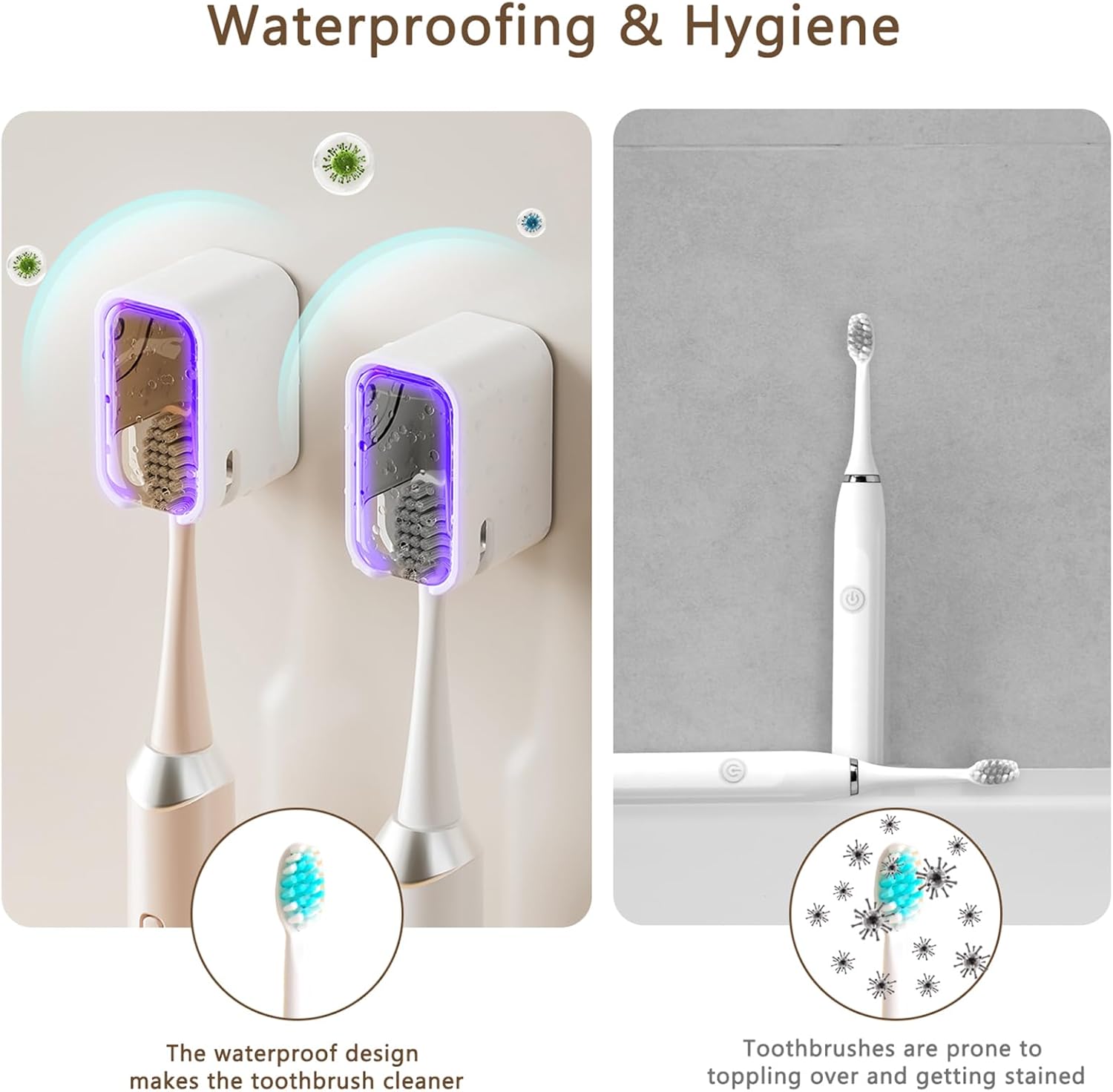 Toothbrush Holder Wall Mounted Toothbrush Holders for Bathrooms, Tooth Brush Holder for Travel and Home, Single Toothbrush Organizer with Cover for Shower 4PCS